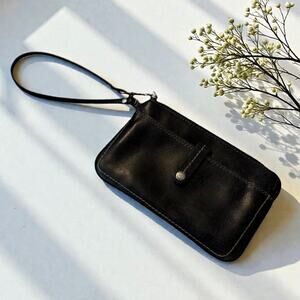 VINTAGE FOSSIL Clutch Wristlet Black Leather FAST SHIPPING 3336-23
